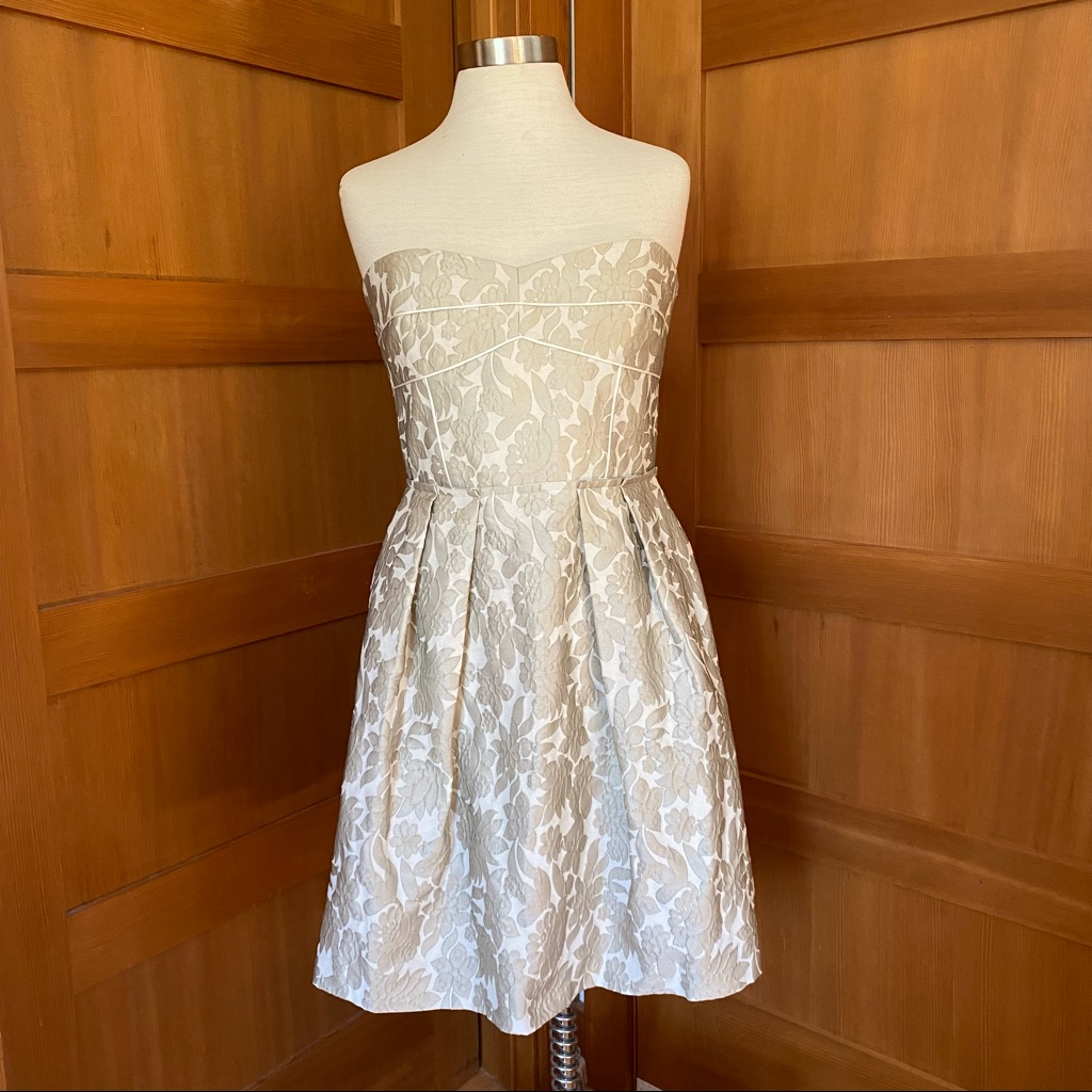 Cynthia Steffe Strapless Metallic Jacquard Dress